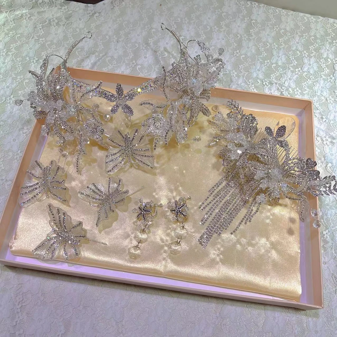 森系皇冠蝴蝶多件套皇冠新娘饰品