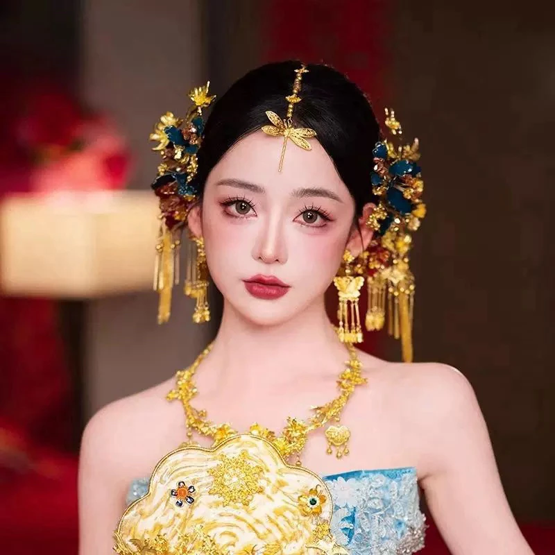 新款晨袍秀禾礼服新娘头饰6698