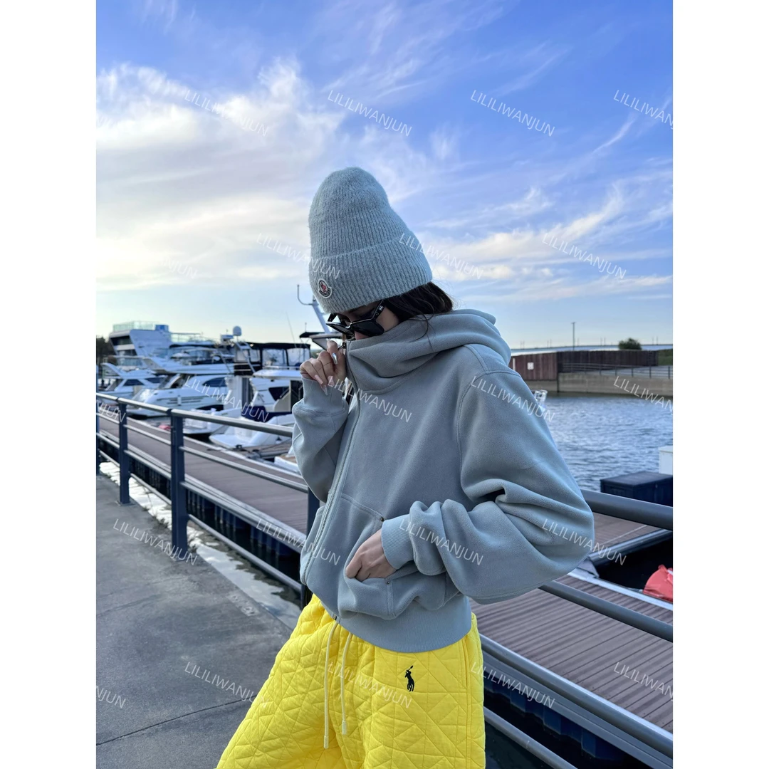 婉君【大毛毯】韩版加厚运动时尚连帽拉链卫衣外套LWJ24D4C2382