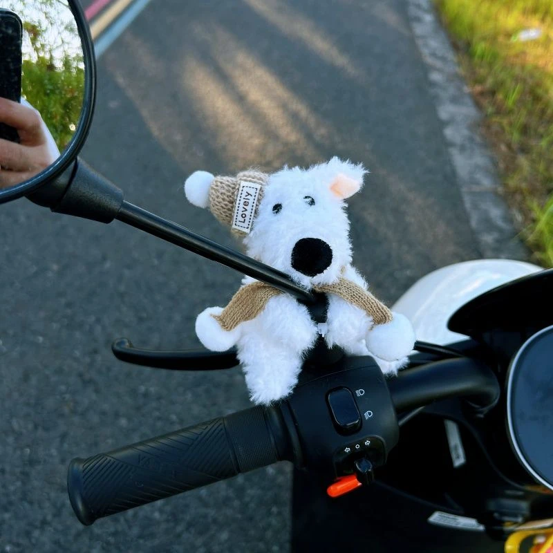 【防盗款】西高地狗摩托装饰配件可爱电动车自行车玩偶公仔挂件摆件