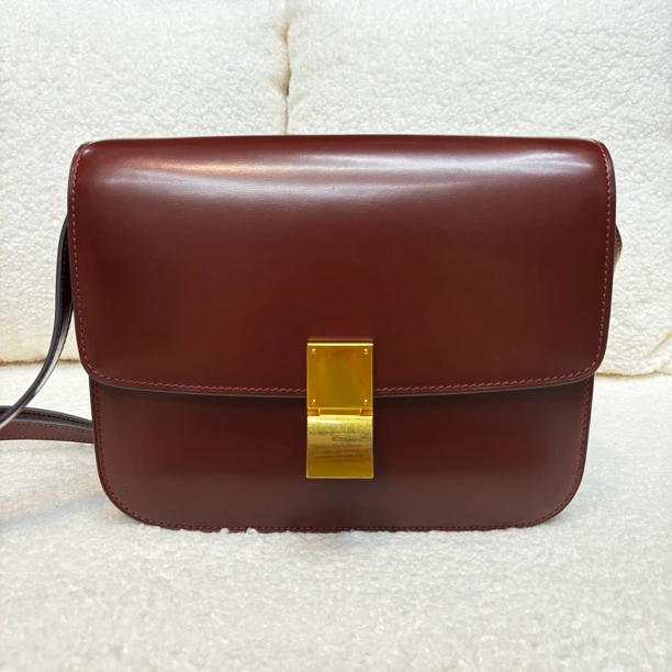 （豆腐包）新款复古牛皮女包box包锁扣小方包空姐单肩斜挎包