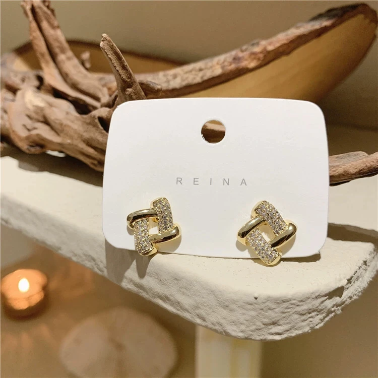 铜合金耳饰 AL5613 个性方块几何高级感耳环气质百搭时尚耳饰