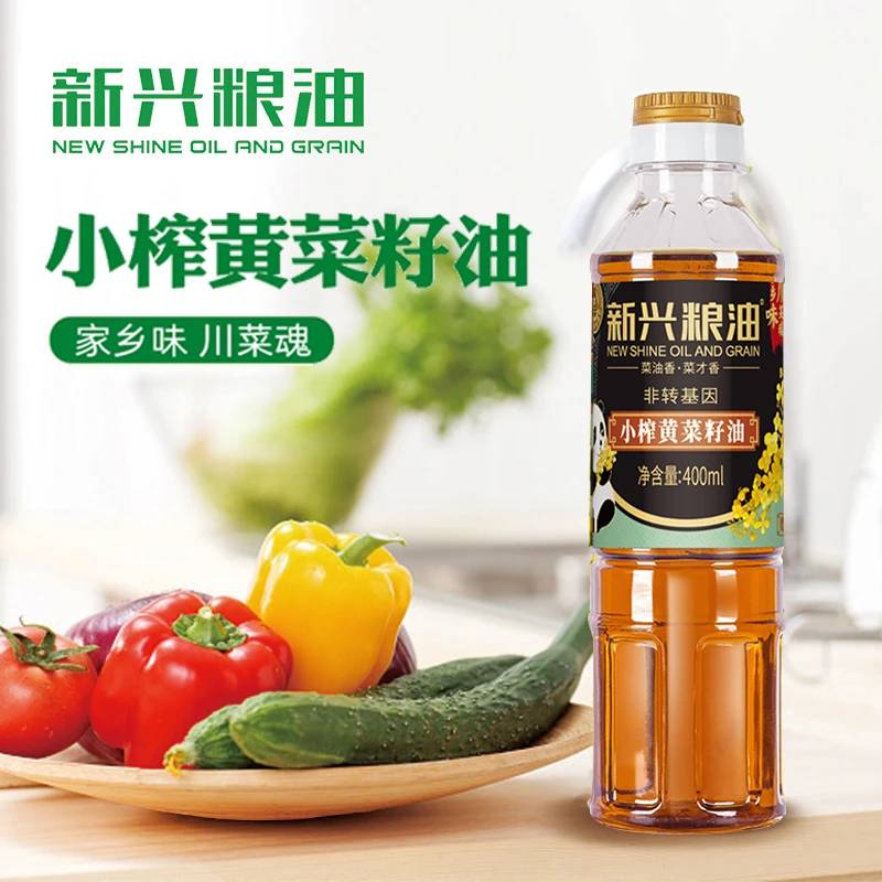 新兴粮油四川小榨黄菜籽油400ML*2瓶，无任何添加食用油菜籽油