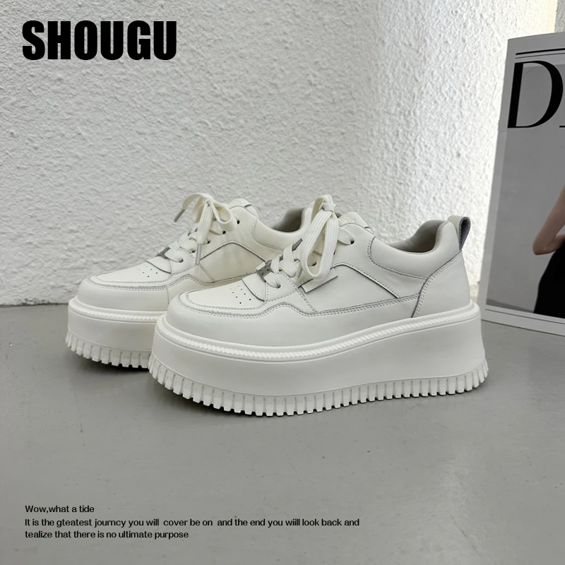 shougu/首谷春秋新款厚底小个子增高时尚舒适女鞋轻便百搭小白鞋