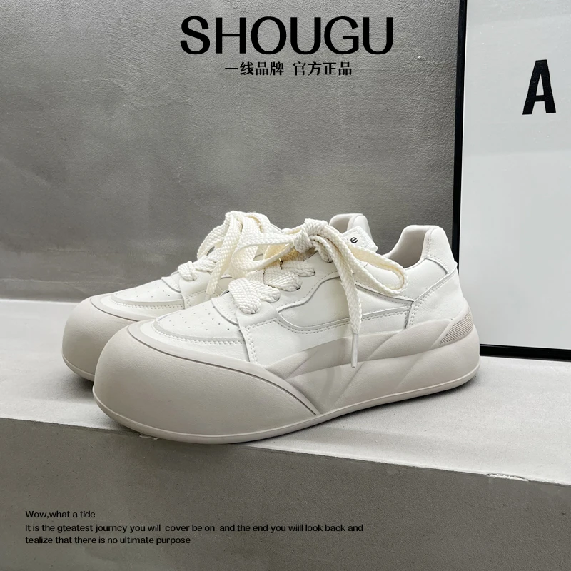 shougu/首谷学院风新款真皮平底小众四季时尚休闲百搭小白鞋女鞋