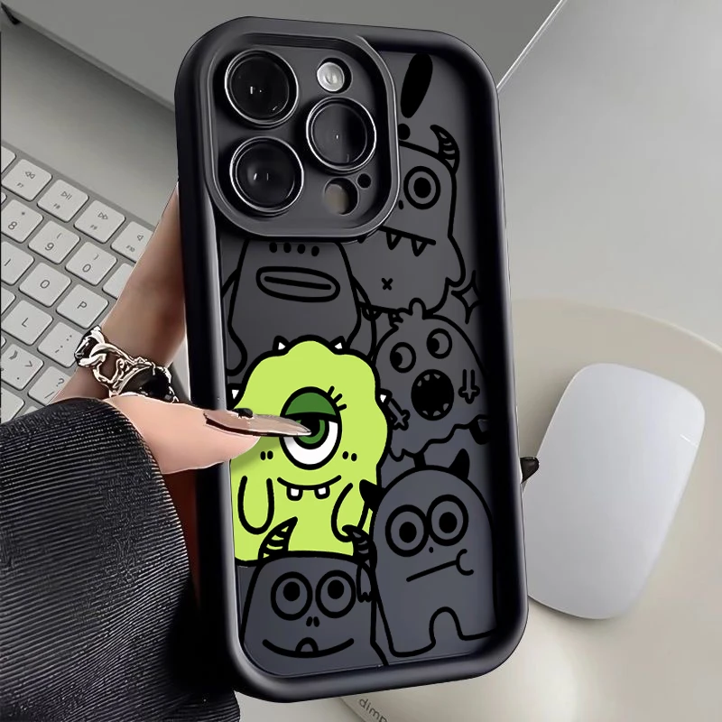 可爱卡通怪兽苹果华为oppo小米vivo手机壳iPhone15/14/13软12套11