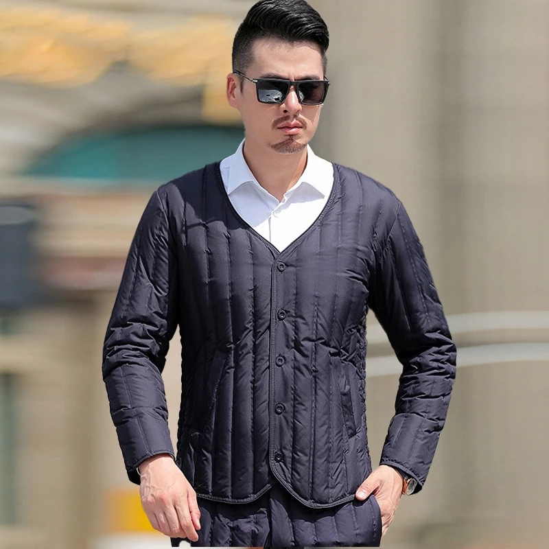 羽绒内胆男冬修身轻薄中老年男加厚保暖裤大码上衣冬季羽绒服内穿
