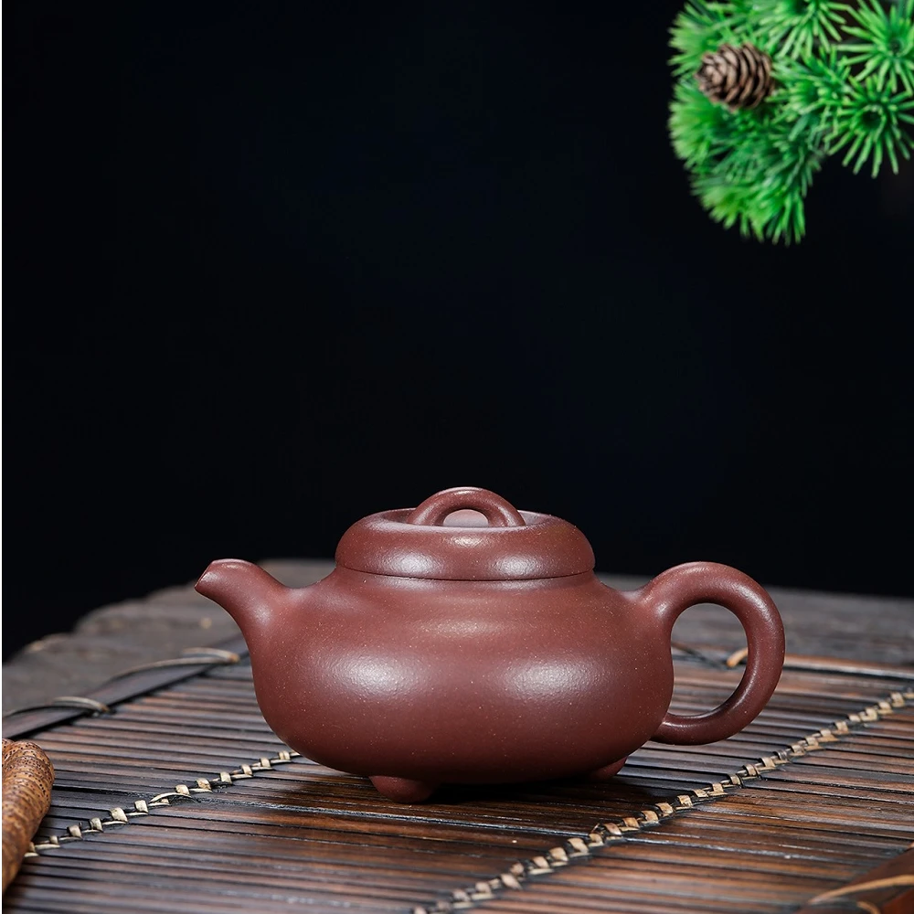 黄龙山原矿紫泥—三足囍瓢壶