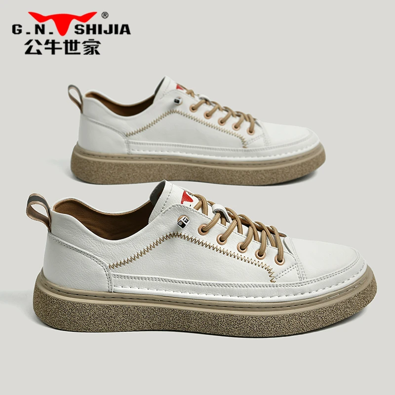 公牛世家男鞋夏季休闲商务正装工作潮流板鞋男士百搭西装软底皮鞋