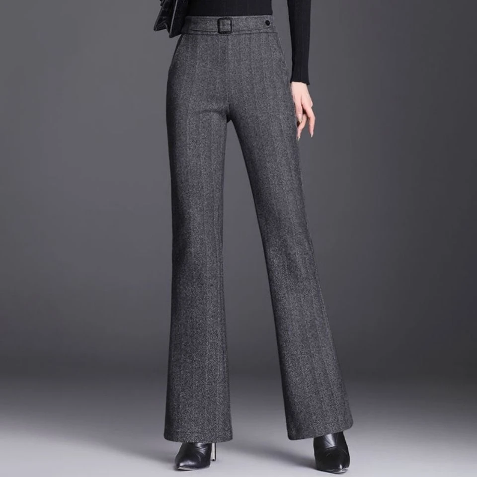 2023垂感加厚裤子冬季微喇裤新款高腰显瘦百搭喇叭裤休闲长裤女