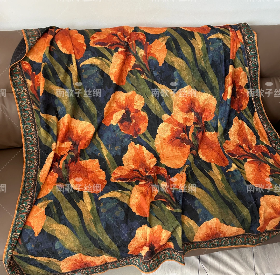 【美人蕉】提花 冠乐皱 镂空 香韵纱140*140方巾(xys-274)