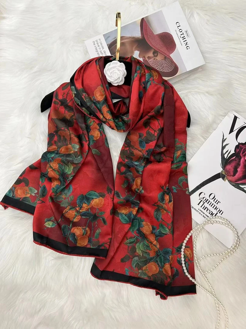 xys-98 【柿柿如意】 提花 花萝 镂空 香韵纱180*70长巾