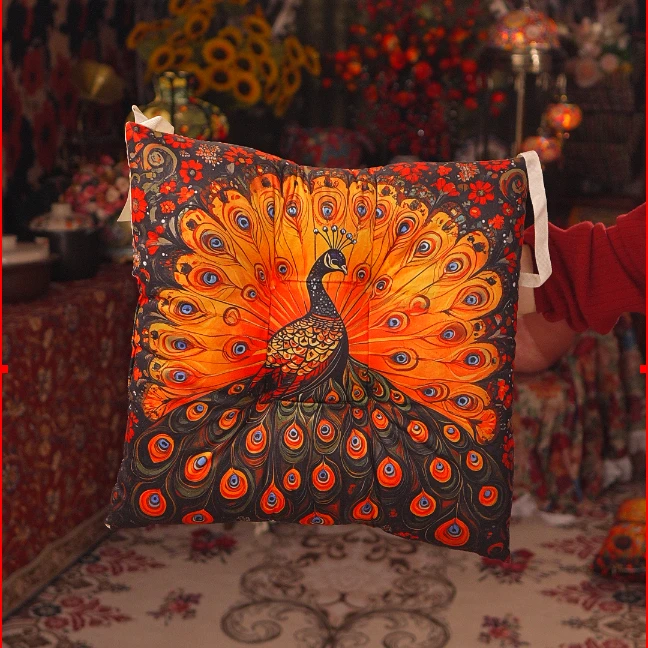 新款孔雀水晶绒坐垫透气办公室学生椅子久坐榻榻米家用屁股垫