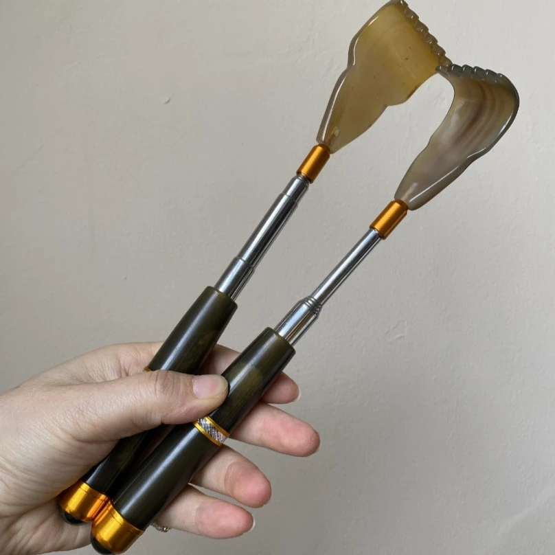 抓痒不求人牛牛角可伸缩 清理家用按摩器工具加厚便携长柄手提