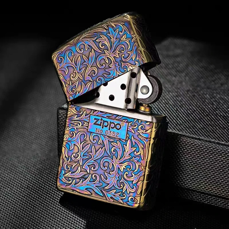 zippo打火机中标五面烤蓝唐草礼物礼品防风原装盔甲机DY9810XJ