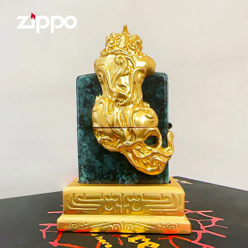 ZIPPO打火机千语摆台镀金貔貅男士送礼防风收藏礼物工艺DY9802TZ