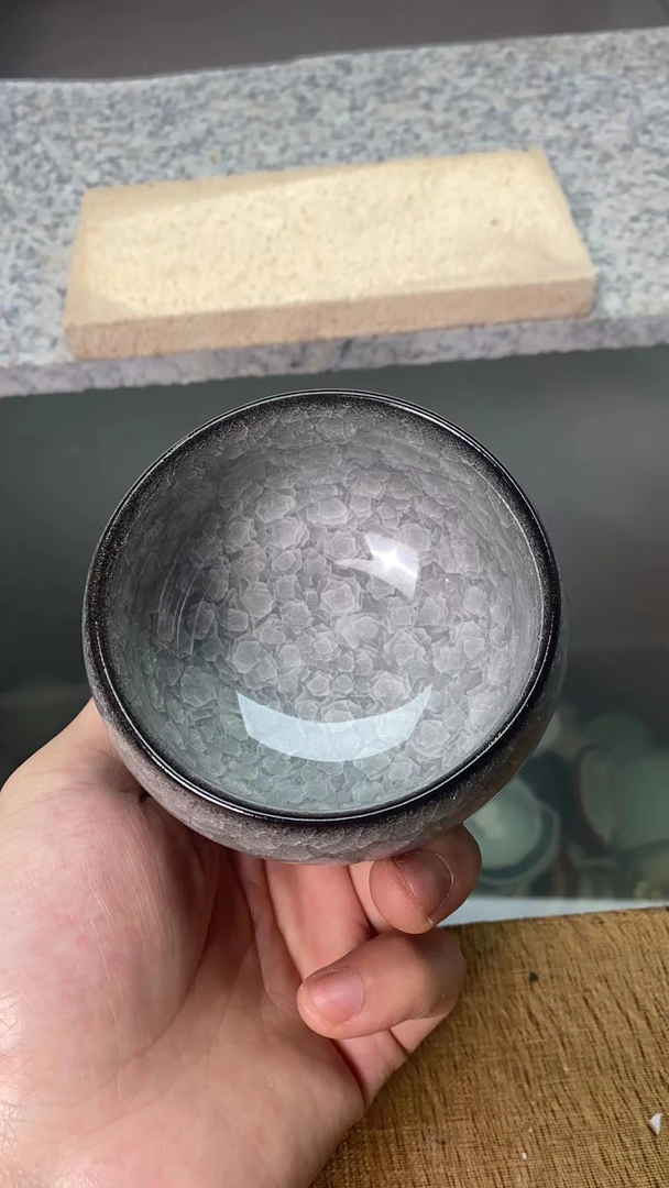 黑色冰裂杯  主人杯  陶瓷杯