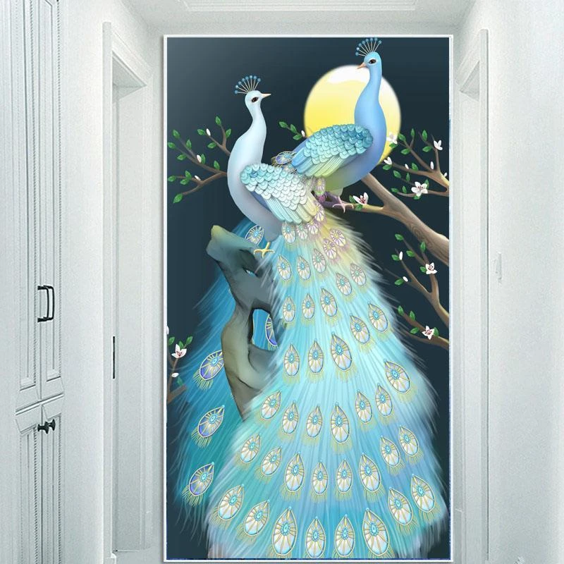 玉兰孔雀 大格四股100*50厘米35色满绣简约绣花