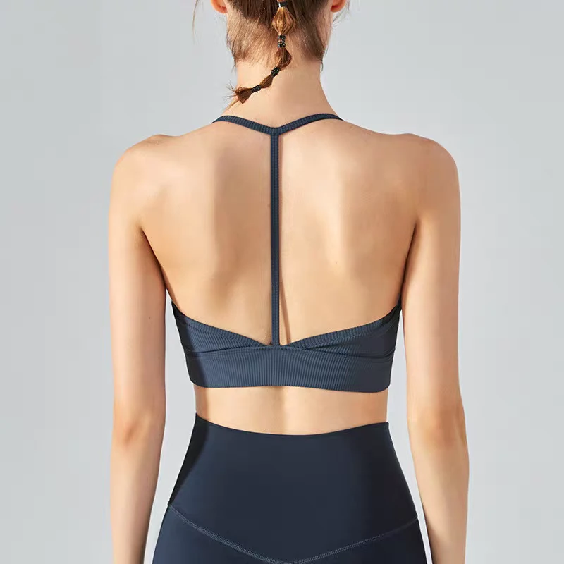 阿宝妈露背女装扣号链接性感运动美背高强度上衣训练夏季无袖交叉