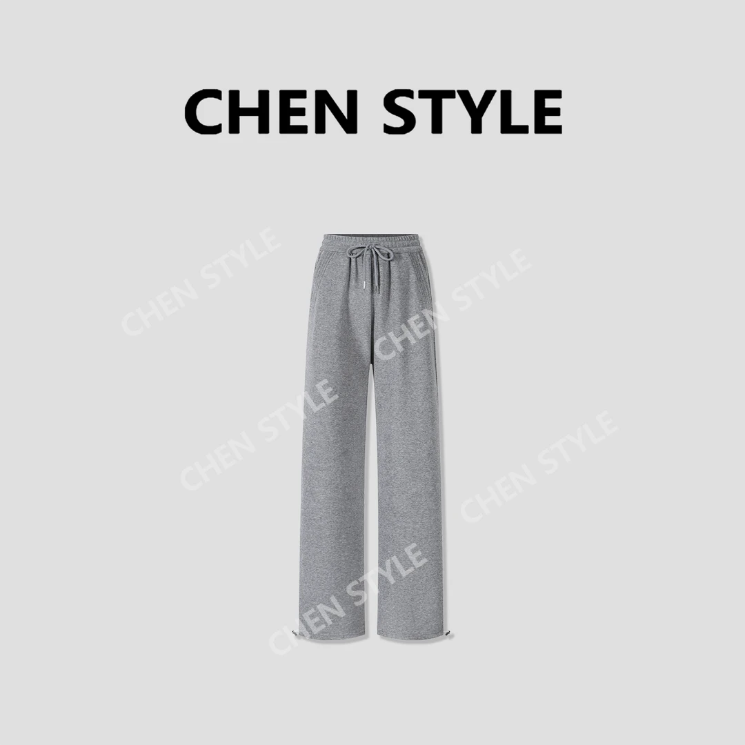 楚楚君~【王炸裤】K69695加绒净版毛巾料直筒可束口休闲裤