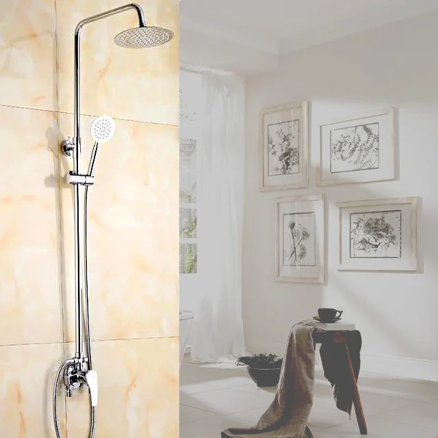 明装淋浴花洒套装卫生间全铜明管浴室升降淋雨器冷热混水阀水龙头