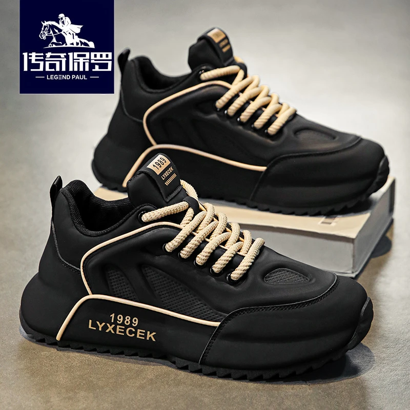 传奇保罗官方正品男鞋男款秋季跑步网面潮鞋男士休闲透气运动板鞋