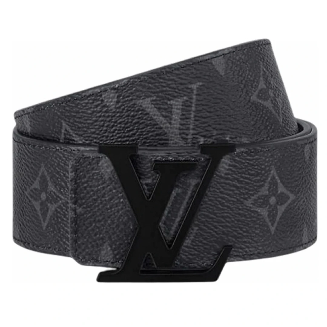 全新未使用LouisVuitton/路易威登磨砂黑扣老花满印牛皮腰带宽4cm