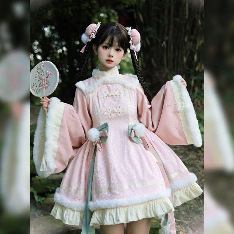 大码公主裙秋冬款蓬蓬裙新中式国风汉服中华风连衣裙10376