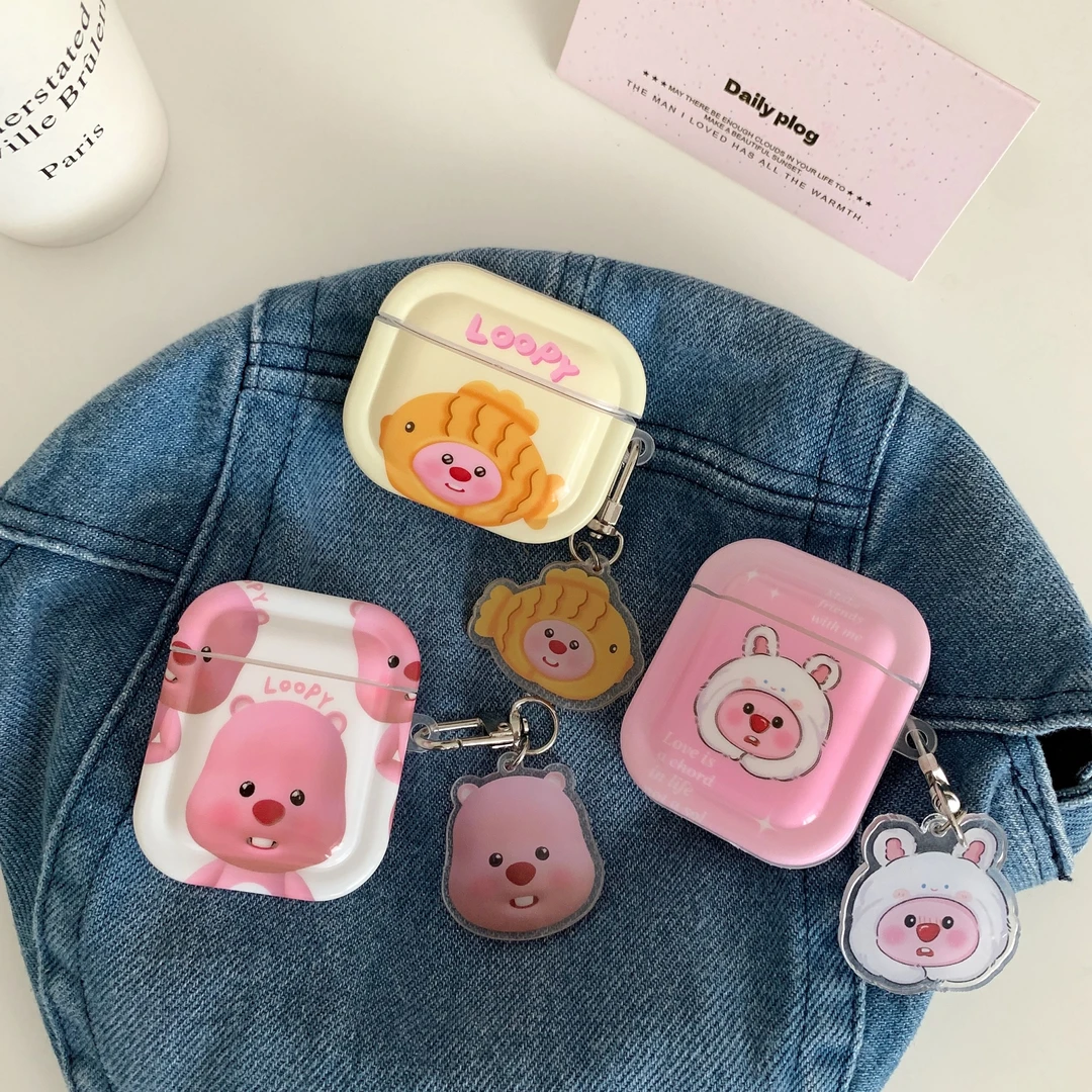 日韩ins可爱卡通loopy小海狸适用airpods无线蓝牙耳机套airpods2