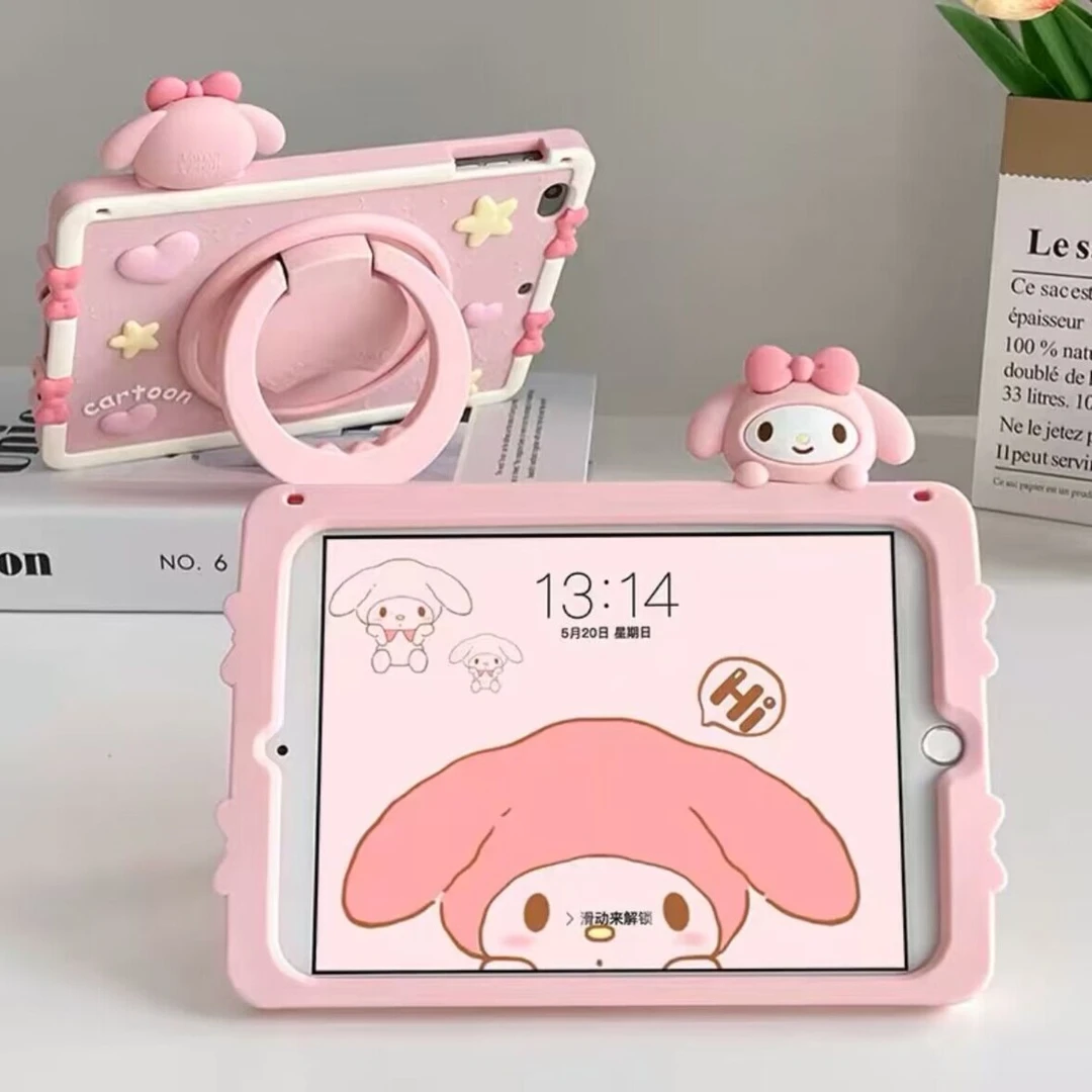 粉色趴趴美乐蒂适用iPad11保护壳air7平板ipad2025旋转支架保护套
