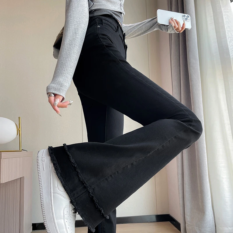 高腰牛仔裤女宽松显瘦直筒哈伦外穿微胖女生裤子2023年春秋季新款