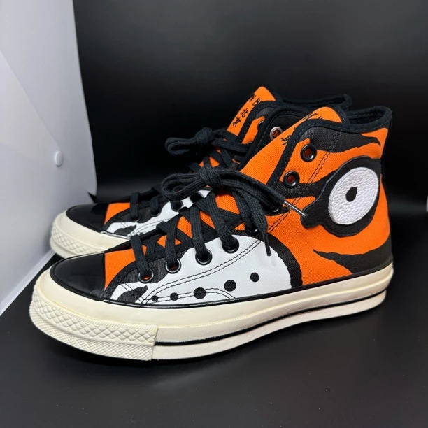 99新 Converse/匡威 39.5码/匡威黑白橙帆布鞋高帮