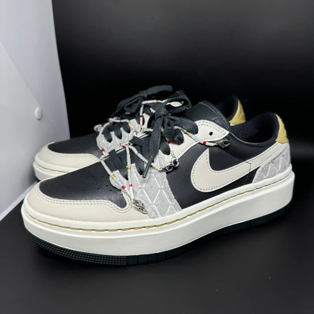 39码/95新/aj1 低帮厚底 黑灰 绸缎 男女同款