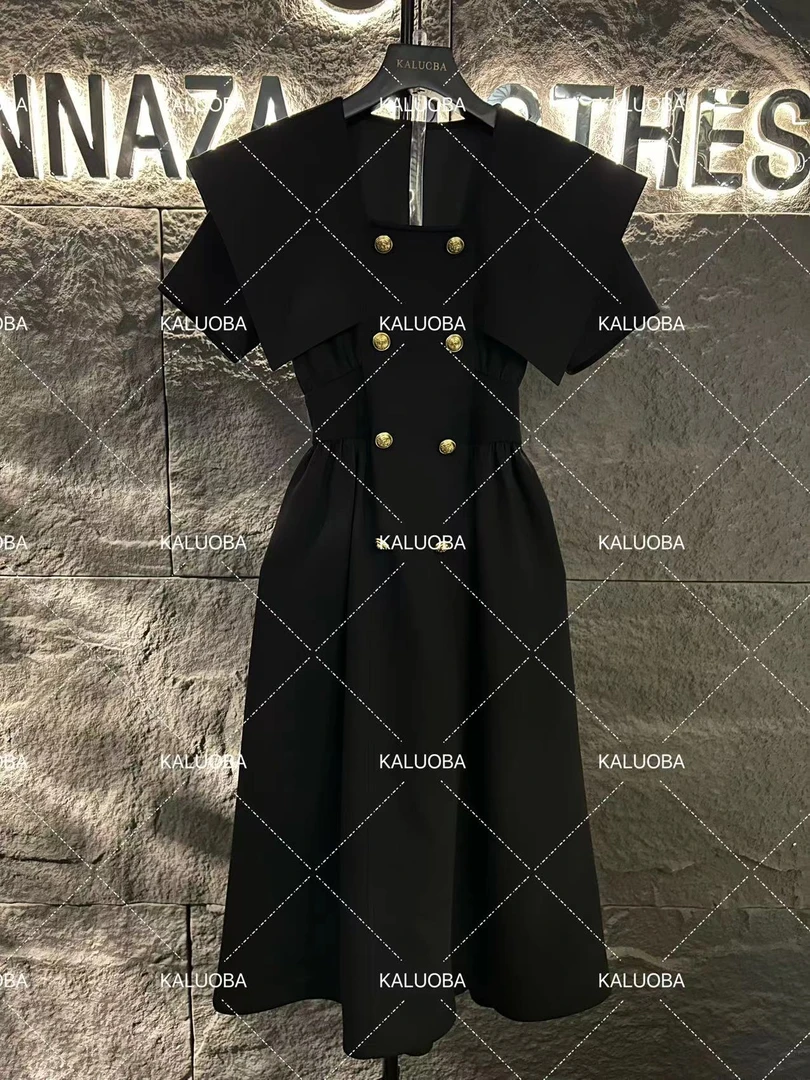 【原创大码设计师款】2024新款小香风排扣显瘦高级感连衣裙5375