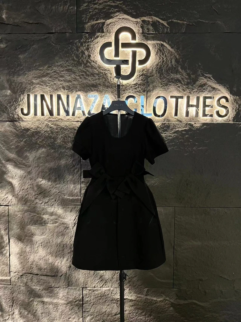 【原创大码设计师款】夏季法式赫本分蝴蝶结高级感大码连衣裙4760