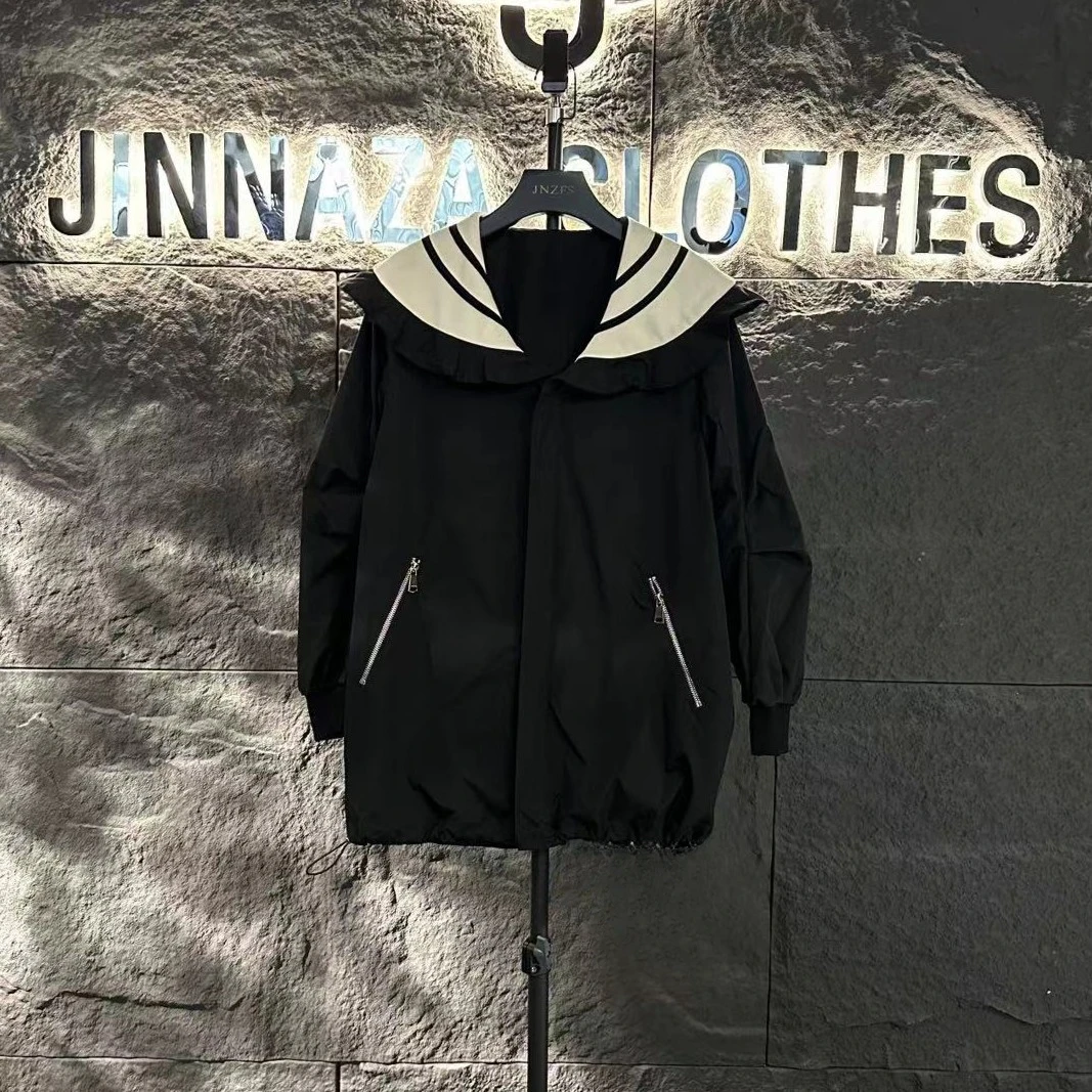 【原创设计师款女装】2023洋气炸街黑色大方领高级感短外套4019#