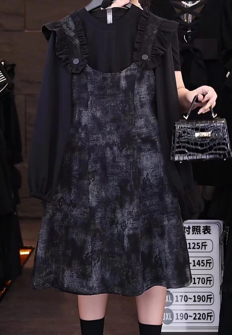 【原创大码设计师款】2024秋款设计师款真两件小众花苞公主裙5668