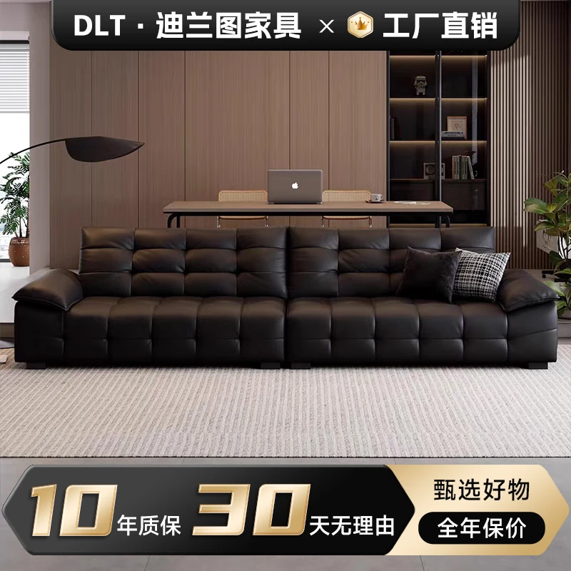 迪兰图2025新款高靠劳伦斯真皮头层牛皮沙发简约现代直排沙发1217