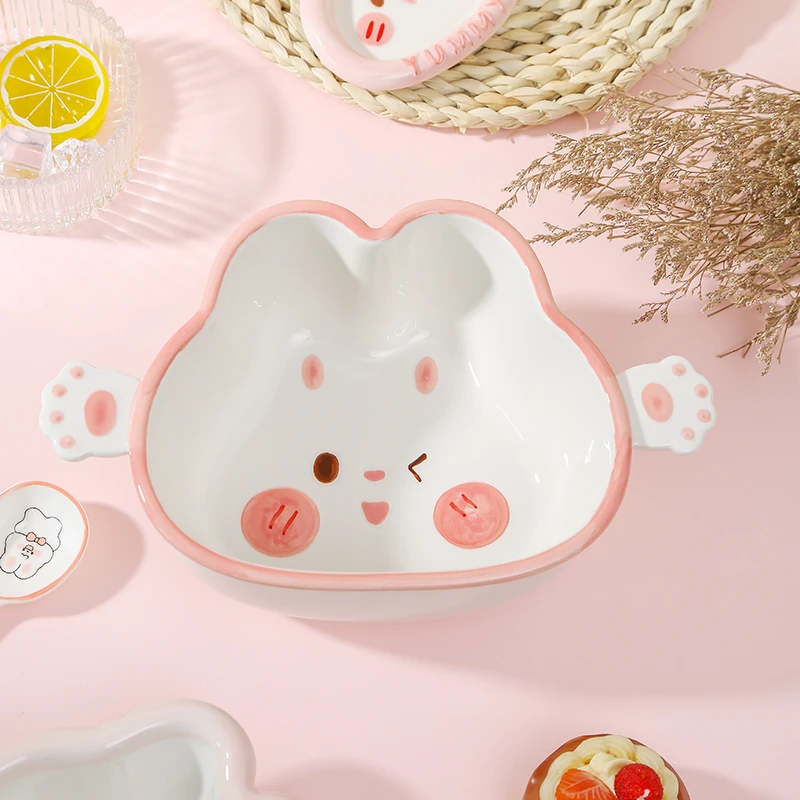 亚米兔卡通双耳大号陶瓷汤碗大容量面碗酸菜鱼水煮鱼碗家用釉下彩