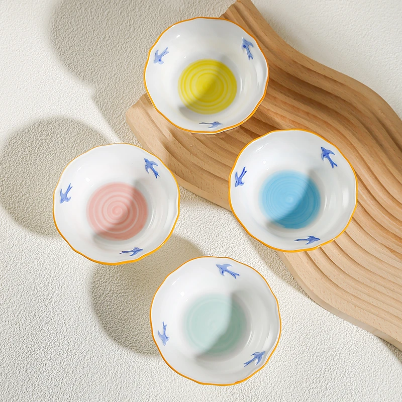 海棠家燕4.5英寸陶瓷米饭碗*4个餐具套装吃饭碗家用高颜值釉下彩