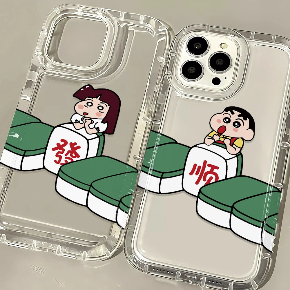 发财麻将小新/妮妮iPhone12promax手机壳11/13/14软壳xr防摔7/8p
