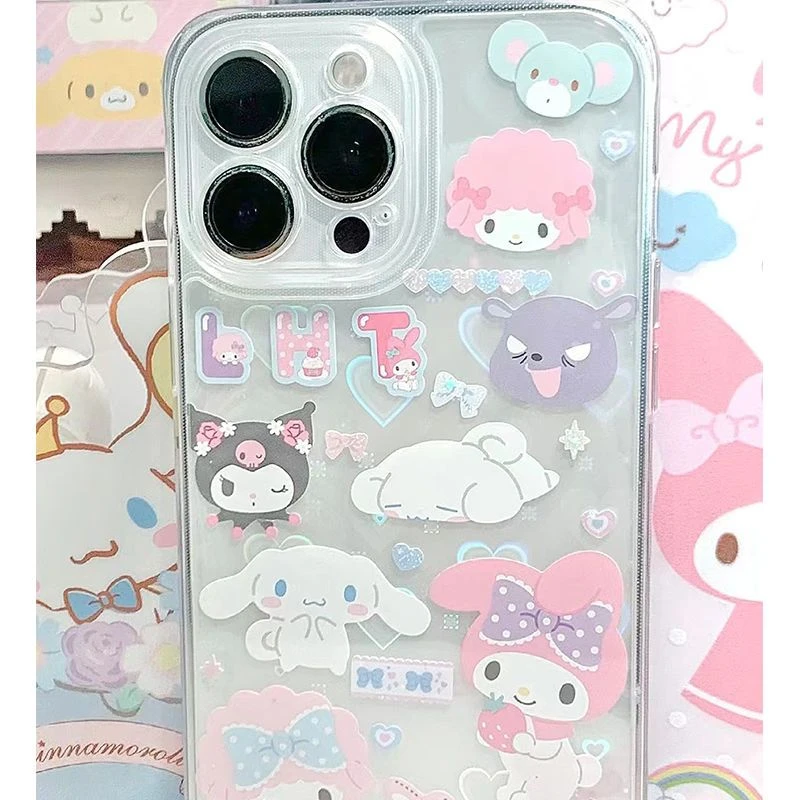 最新款可爱贴纸风iphone13手机壳苹果15Pro手机壳11 12少女款7/14