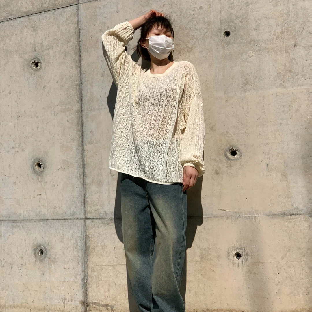 针织衫百搭时尚宽松套头韩版镂空纯色春夏女装网红女式上衣