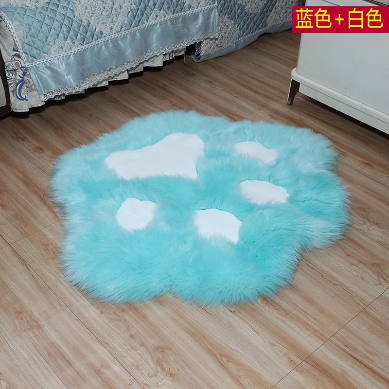 猫爪造型高低毛地毯 儿童房 客厅 可爱座垫 家用卧室床边卡通地垫