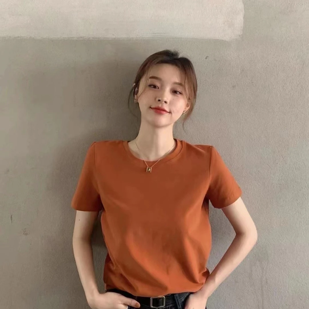 纯色t恤女短袖2023年新款夏ins潮小个子正肩体恤纯棉白色短款上衣