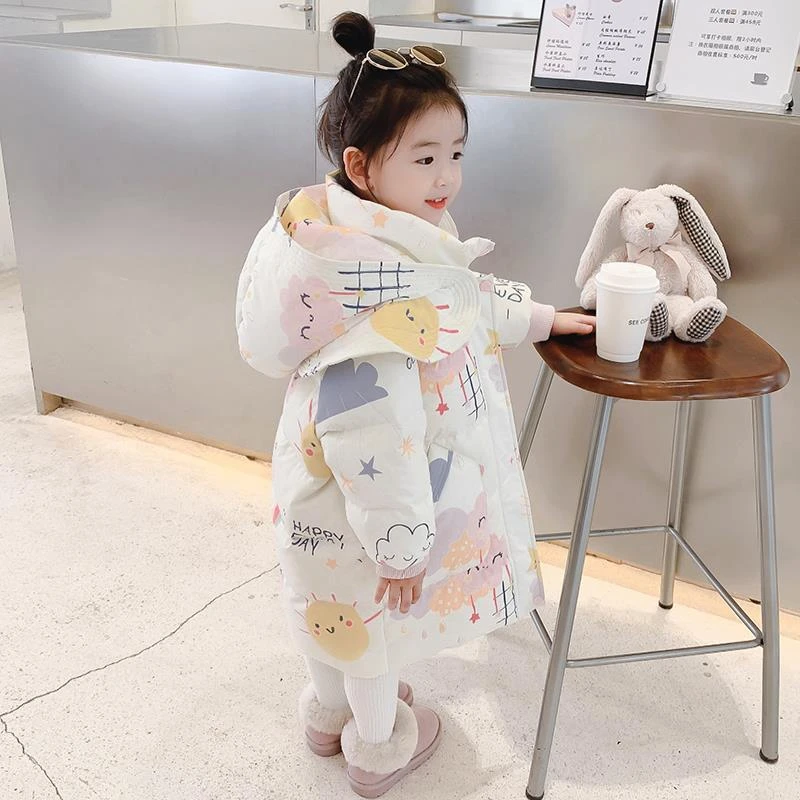 巴拉拉吧女童羽绒服中长款2023冬装新款韩版宝宝儿童加厚洋气防风