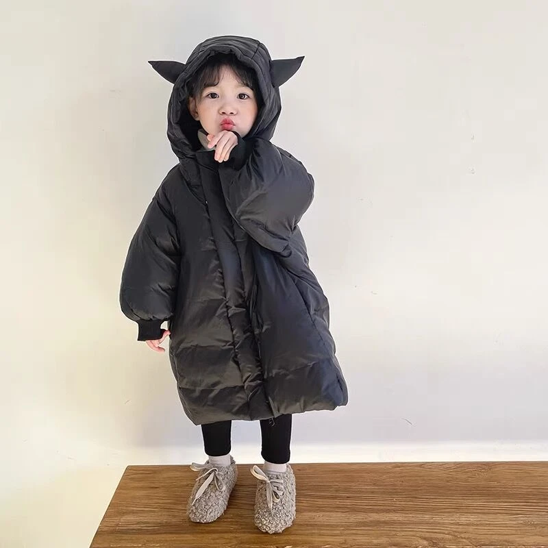 巴拉拉吧冬季童装男女儿童白鸭绒中大童小恶魔羽绒服中长款宝宝加