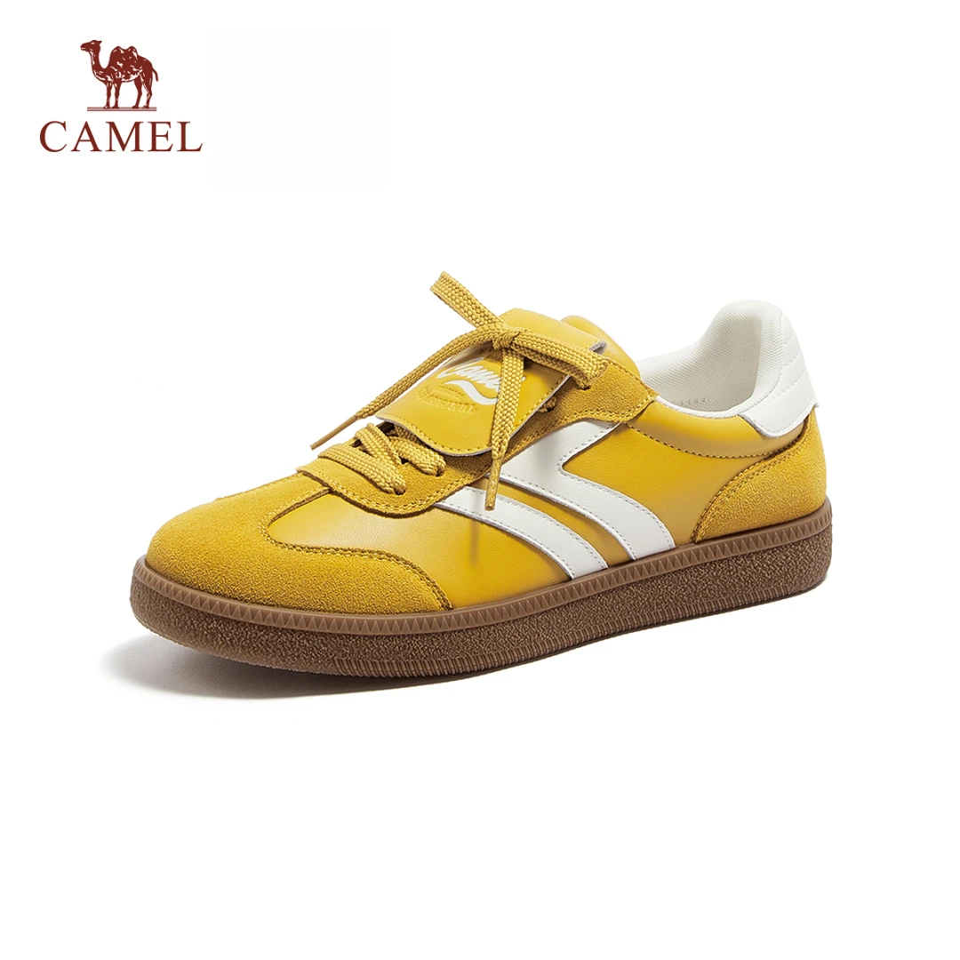 骆驼女鞋2025夏季新款德训鞋男休闲小白鞋复古厚底跑步运动板女