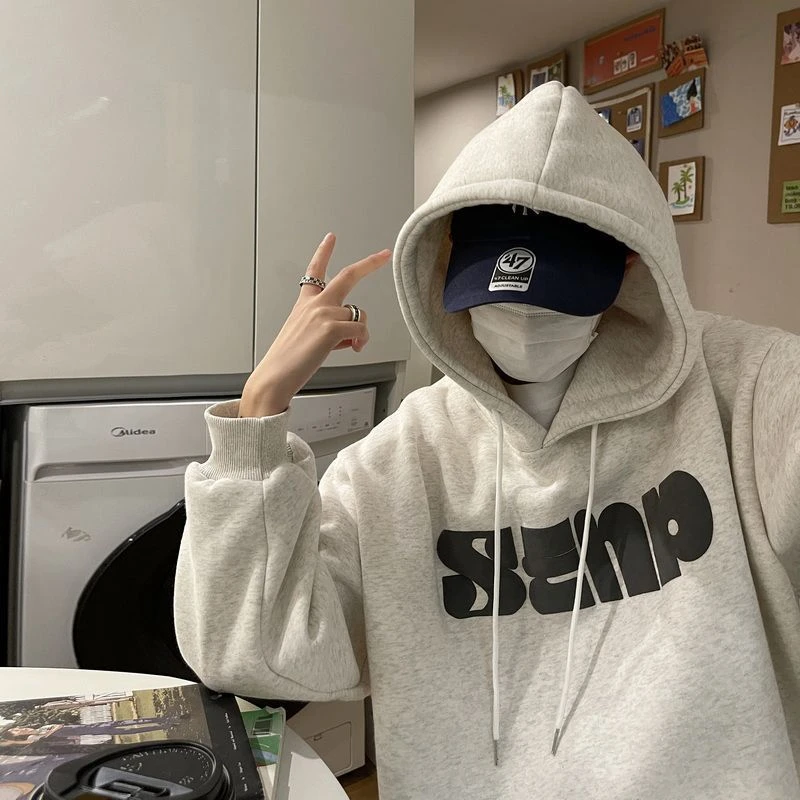 【小扬哥推荐】加厚港风宽松加绒百搭纯棉连帽卫衣男女潮牌美式over