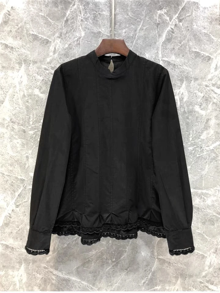 立领时尚编织衬衫女秋新款棉衬衣百搭上衣